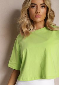 Renee - Jasnozielony Oversizowy T-shirt z Bawełny z Okrągłym Dekoltem Calama. Kolor: zielony. Materiał: bawełna. Wzór: kolorowy. Styl: elegancki #3