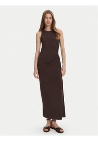 Max Mara Beachwear Sukienka letnia 2516621049650 Brązowy Regular Fit. Kolor: brązowy. Materiał: wiskoza. Sezon: lato