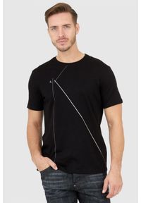 Armani Exchange - ARMANI EXCHANGE Czarny t-shirt męski ze srebrnym logo. Kolor: czarny #1