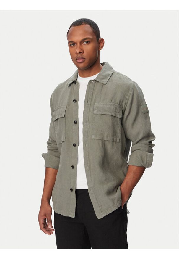 BOSS Koszula Locky 50558928 Szary Regular Fit. Kolor: szary. Materiał: len