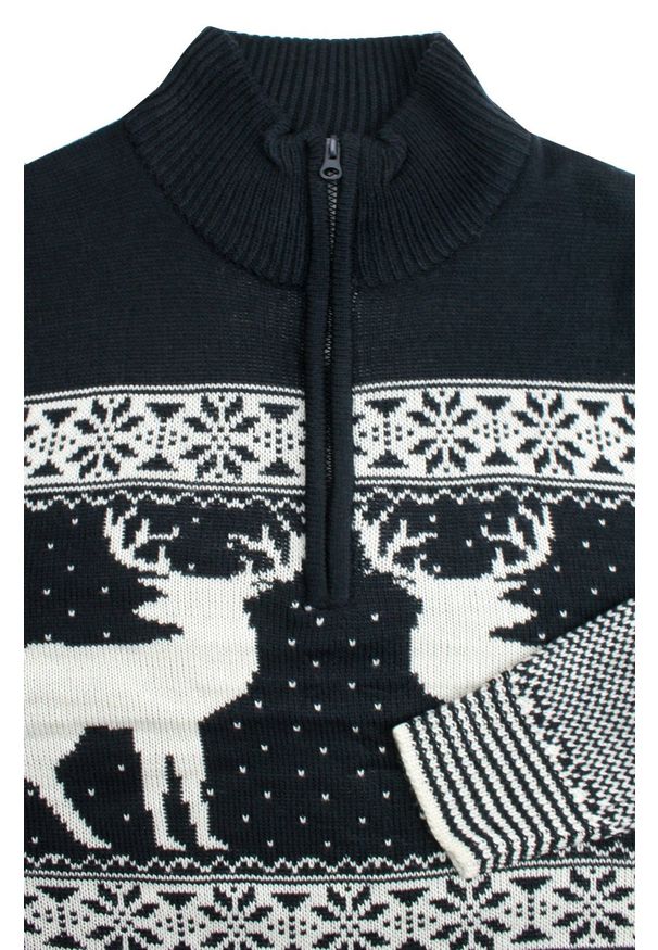 Granatowy Sweter Świąteczny, Norweskie Wzory - Brave Soul. Kolor: niebieski. Materiał: akryl. Styl: wizytowy