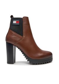 Tommy Jeans Botki Tjw New Ess High Heel Boot EN0EN02439 Brązowy. Kolor: brązowy. Materiał: skóra #1