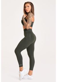 GYM GLAMOUR - Legginsy fitness damskie Gym Glamour push up 2.0. Kolor: zielony, wielokolorowy, brązowy. Sport: fitness