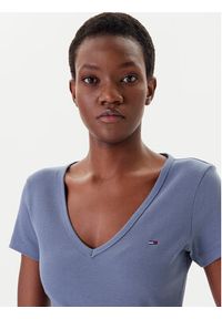 Tommy Jeans T-Shirt Essential DW0DW17385 Niebieski Slim Fit. Kolor: niebieski. Materiał: bawełna