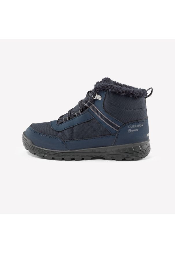 quechua - Buty turystyczne dla dzieci Quechua SH100 Warm wodoodporne. Zapięcie: sznurówki. Kolor: niebieski, szary, wielokolorowy. Szerokość cholewki: normalna. Sezon: zima. Sport: turystyka piesza