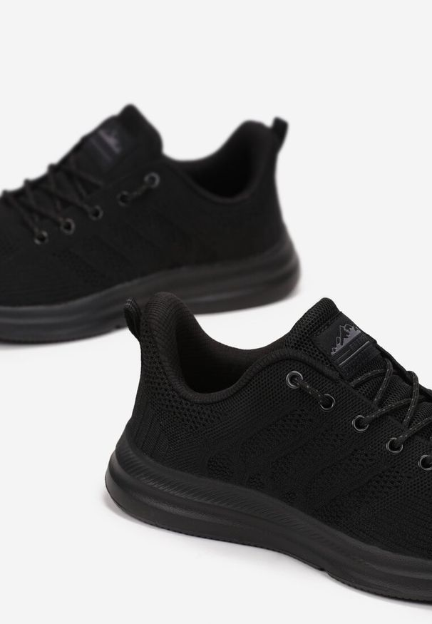 Born2be - Czarne Buty Sportowe Thelliolea. Wysokość cholewki: przed kostkę. Zapięcie: sznurówki. Kolor: czarny. Materiał: materiał. Szerokość cholewki: normalna. Wzór: aplikacja. Obcas: na płaskiej podeszwie