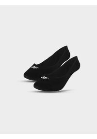 4f - Skarpetki casual stopki (2-pack) damskie - czarne. Kolor: czarny. Materiał: materiał, bawełna, poliester, włókno