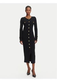 Karl Lagerfeld - KARL LAGERFELD Sukienka dzianinowa A3W13038 Czarny Slim Fit. Typ kołnierza: dekolt w karo. Kolor: czarny. Materiał: syntetyk #1