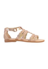 Geox - Sandały GEOX J SANDAL KARLY GIRL Brąz. Kolor: beżowy. Materiał: syntetyk, skóra. Sezon: lato