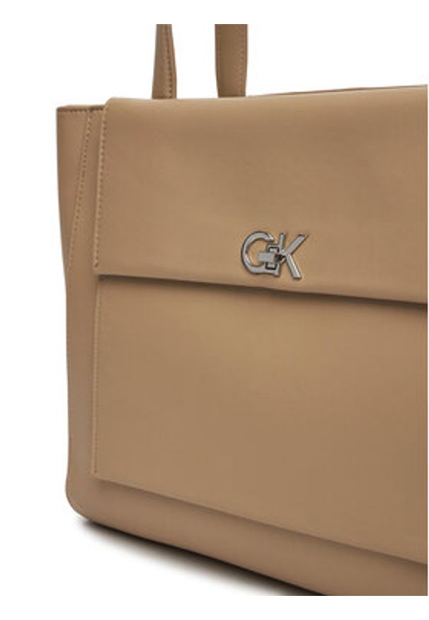 Calvin Klein Torebka Ck Medium Shopper K60K612811 Beżowy. Kolor: beżowy. Materiał: skórzane