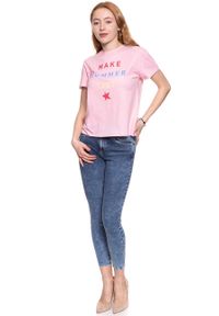 Wrangler - WRANGLER T SHIRT DAMSKI SUMMER TEE ROSE SHADOW W7366EVS8. Wzór: napisy #3