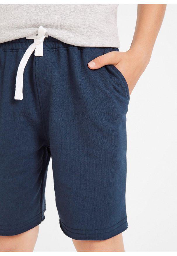 bonprix - Bermudy dresowe z miękkiej mieszanki bawełny (2 pary). Kolor: szary. Materiał: bawełna, dresówka. Wzór: gładki. Styl: sportowy