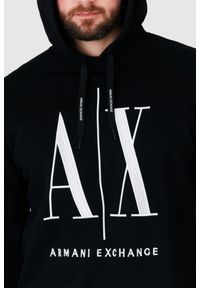 Armani Exchange - ARMANI EXCHANGE Czarna bluza męska z kapturem i wyszywanym logo. Typ kołnierza: kaptur. Kolor: czarny #3