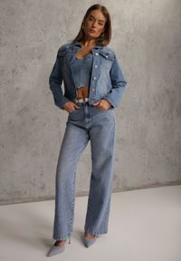 Renee - Jasnoniebieska Klasyczna Kurtka Jeansowa z Guzikami Ivonelle. Okazja: na randkę. Kolor: niebieski. Materiał: jeans. Styl: klasyczny #6