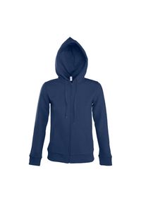 SOL'S - Damska Bluza Z Kapturem Seven Full Zip. Typ kołnierza: kaptur. Kolor: niebieski