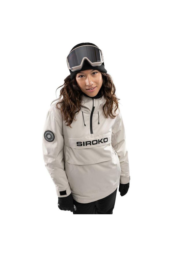 SIROKO - Kurtka snowboardowa damska W6-W Eriz. Kolor: beżowy. Sezon: zima. Sport: snowboard
