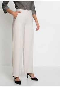 bonprix - Lekkie spodnie Marlena z wiskozą. Kolor: beżowy. Materiał: wiskoza. Styl: elegancki #1