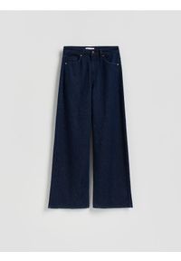 Reserved - Jeansy wide leg - granatowy. Kolor: niebieski