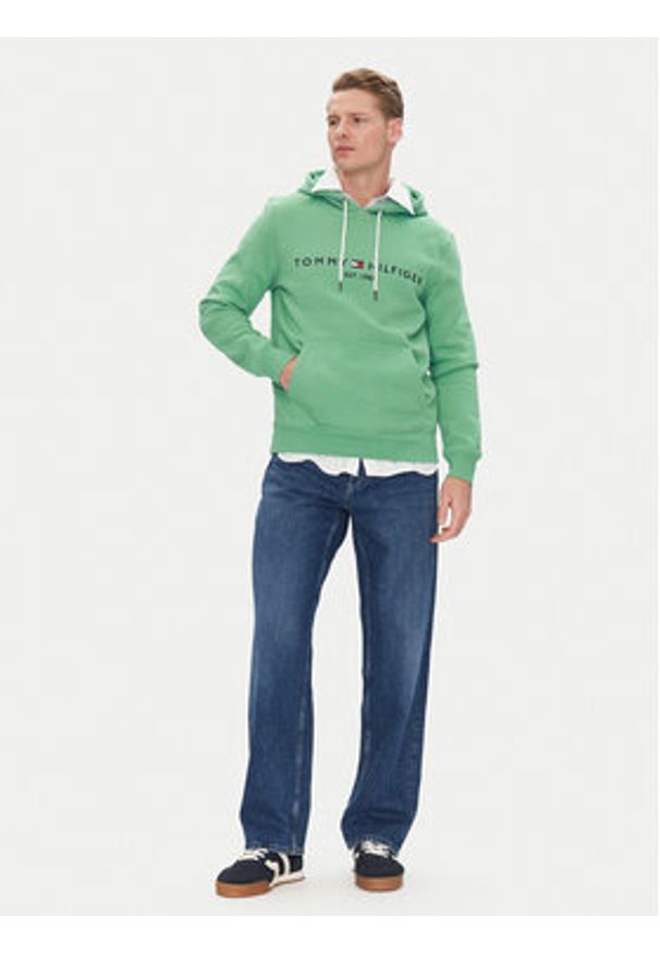 TOMMY HILFIGER - Tommy Hilfiger Bluza Logo MW0MW11599 Zielony Regular Fit. Kolor: zielony. Materiał: bawełna, syntetyk