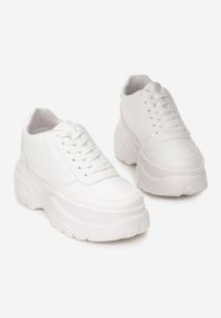 Born2be - Białe Sneakersy Nude Mood. Kolor: biały. Materiał: jeans, skóra. Szerokość cholewki: normalna #4
