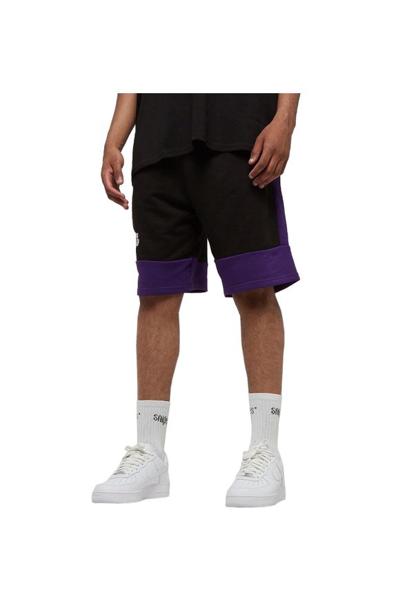 Spodnie sportowe męskie New Era Nba Colour Block Short Lakers. Kolor: czarny, różowy, wielokolorowy. Materiał: dresówka. Sport: koszykówka