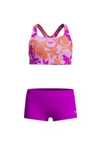 Strój pływacki dwuczęściowy dziecięcy Speedo Allover Boyleg Short. Kolor: fioletowy