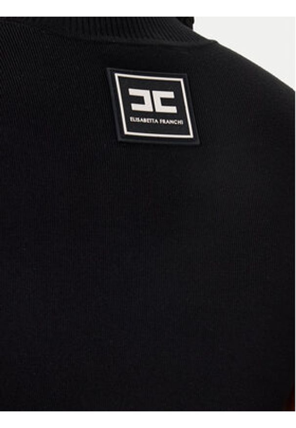 Elisabetta Franchi Sukienka dzianinowa AM-02S-61E2-V390 Czarny Regular Fit. Kolor: czarny. Materiał: wiskoza