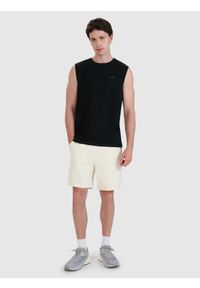 4f - 4F Tank top regular gładki męski - czarny S. Kolor: czarny. Materiał: bawełna, dzianina, jersey. Długość rękawa: na ramiączkach. Wzór: gładki #2