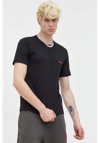 Hugo - HUGO t-shirt bawełniany 3-pack kolor zielony z nadrukiem. Kolor: zielony. Materiał: bawełna. Długość rękawa: krótki rękaw. Długość: krótkie. Wzór: nadruk #4