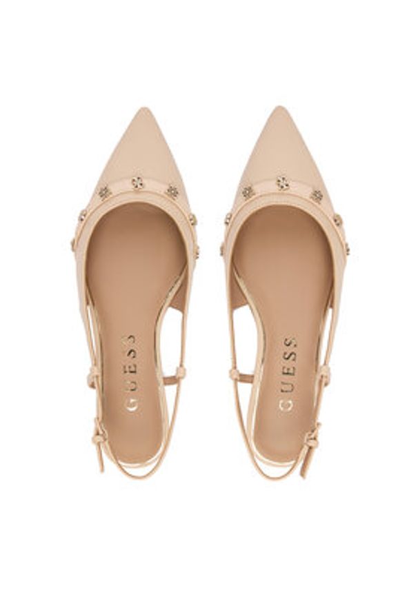 Guess Baleriny FLPDOR LEA05 Beżowy. Kolor: beżowy. Materiał: skóra