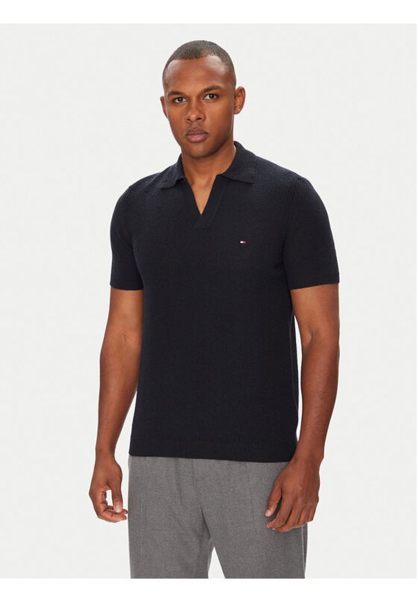TOMMY HILFIGER - Tommy Hilfiger Polo MW0MW39531 Granatowy Regular Fit. Typ kołnierza: polo. Kolor: niebieski. Materiał: syntetyk