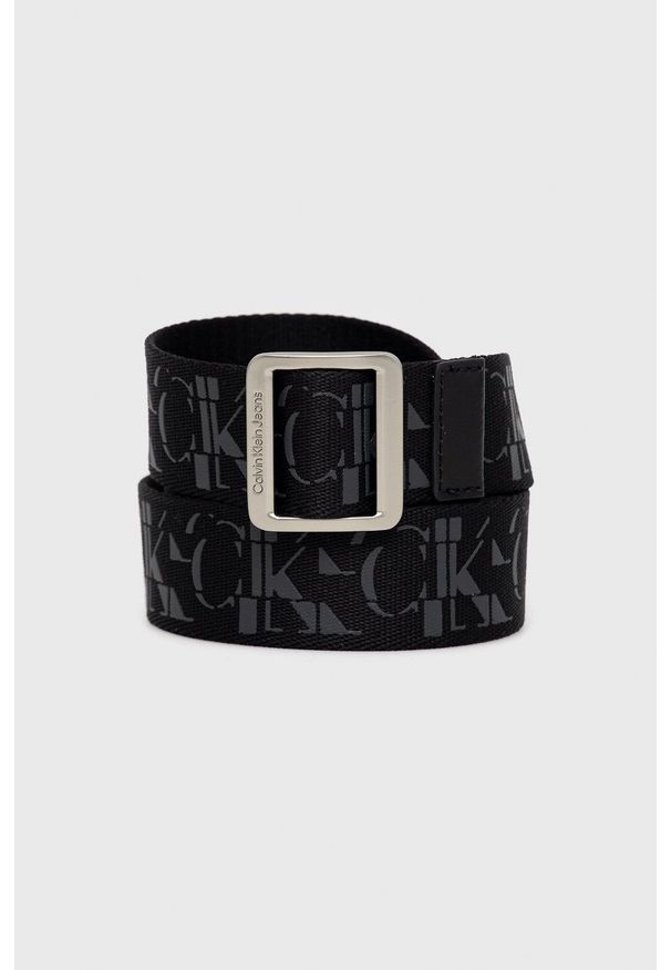 Calvin Klein Jeans pasek męski kolor czarny. Kolor: czarny. Materiał: poliester