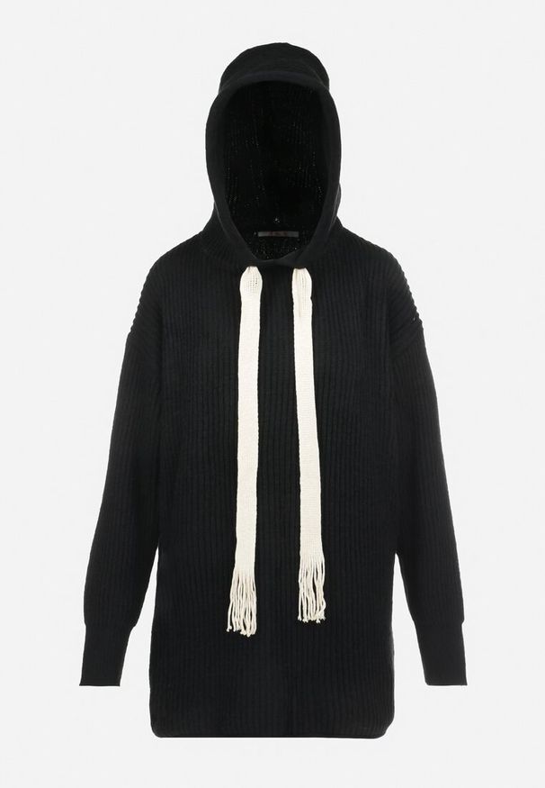 Born2be - Czarny Sweter Oversize z Kapturem Ori. Okazja: na co dzień. Typ kołnierza: kaptur. Kolor: czarny. Materiał: jeans. Długość rękawa: długi rękaw. Długość: długie. Styl: casual, elegancki