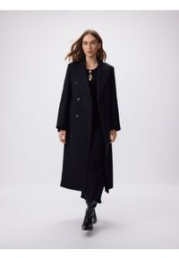 Reserved - Płaszcz z wełną Manteco - czarny. Kolor: czarny. Materiał: wełna #1