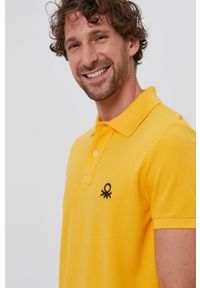 United Colors of Benetton Polo męskie kolor żółty gładki. Okazja: na co dzień. Typ kołnierza: polo. Kolor: żółty. Długość: krótkie. Wzór: gładki. Styl: casual #5