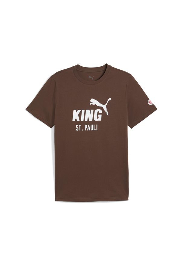 Puma - Męska koszulka FC St. Pauli KING z logo PUMA. Kolor: brązowy, biały, wielokolorowy. Sport: bieganie