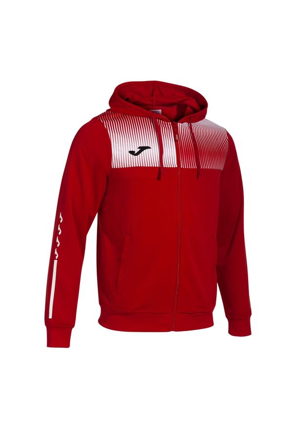 Bluza dresowa z kapturem Joma ECO Supernova. Typ kołnierza: kaptur. Kolor: wielokolorowy, biały, czerwony. Materiał: dresówka. Sport: piłka nożna