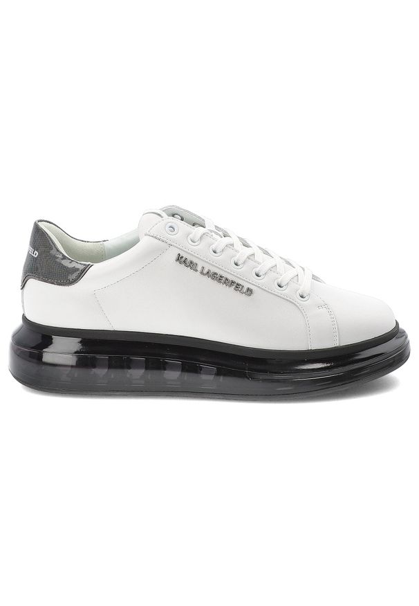 Białe Sneakersy Karl Lagerfeld Męskie Buty Sportowe Premium. Kolor: biały. Materiał: skóra. Szerokość cholewki: normalna