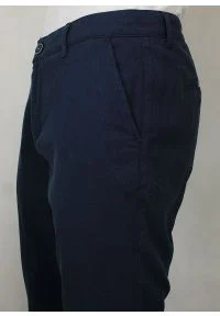 Rigon - Męskie Spodnie Bawełniane, Chinosy, Zwężane, Granatowe. Kolor: niebieski. Materiał: lycra, bawełna