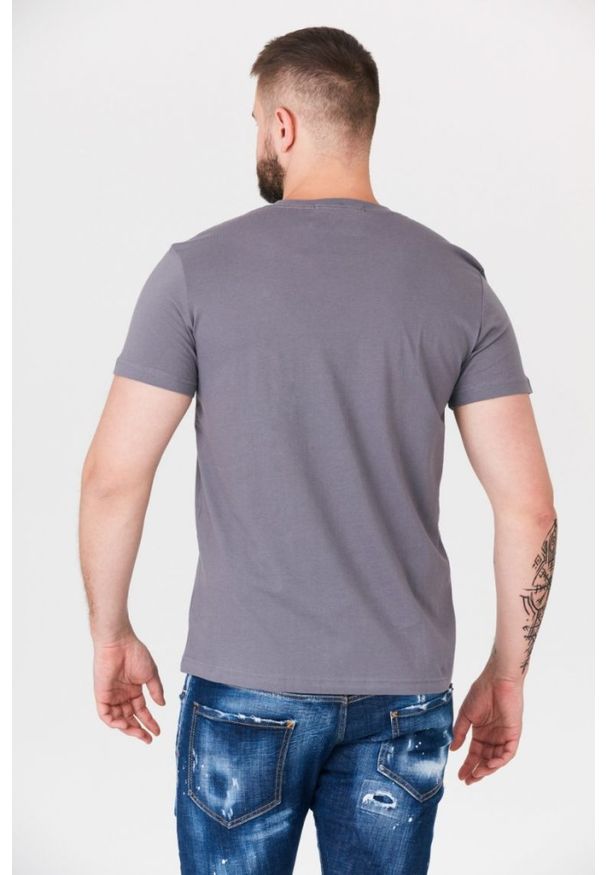 Calvin Klein - CALVIN KLEIN JEANS Szary t-shirt męski z logo. Kolor: szary. Materiał: jeans