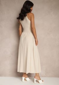 Renee - Jasnobeżowa Rozkloszowana Sukienka z Bawełny z Kieszeniami Lirevane. Okazja: na co dzień. Kolor: beżowy. Materiał: bawełna. Styl: klasyczny, elegancki, casual #4