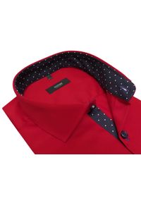 Mmer / Villaro - Koszule męskie - Czerwona koszula męska 404. Typ kołnierza: kołnierzyk klasyczny. Kolor: czerwony. Materiał: bawełna, tkanina. Długość: długie. Styl: klasyczny #1