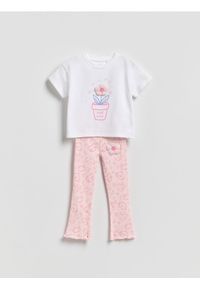 Reserved - Bawełniany komplet z aplikacją 3d - wielobarwny. Materiał: bawełna. Wzór: aplikacja #1