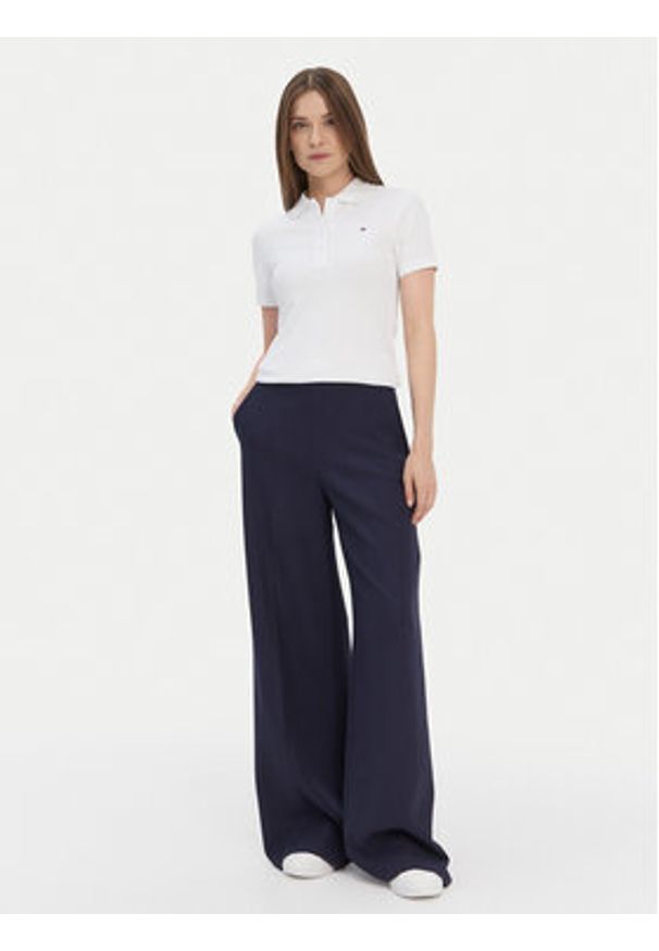 TOMMY HILFIGER - Tommy Hilfiger Polo 1985 WW0WW42047 Biały Slim Fit. Typ kołnierza: polo. Kolor: biały. Materiał: bawełna