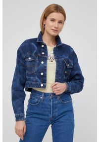 Tommy Jeans Kurtka jeansowa damska kolor granatowy przejściowa. Okazja: na co dzień. Kolor: niebieski. Materiał: bawełna. Styl: casual