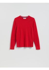 Reserved - Strukturalny sweter z bawełną - czerwony. Kolor: czerwony. Materiał: bawełna #1