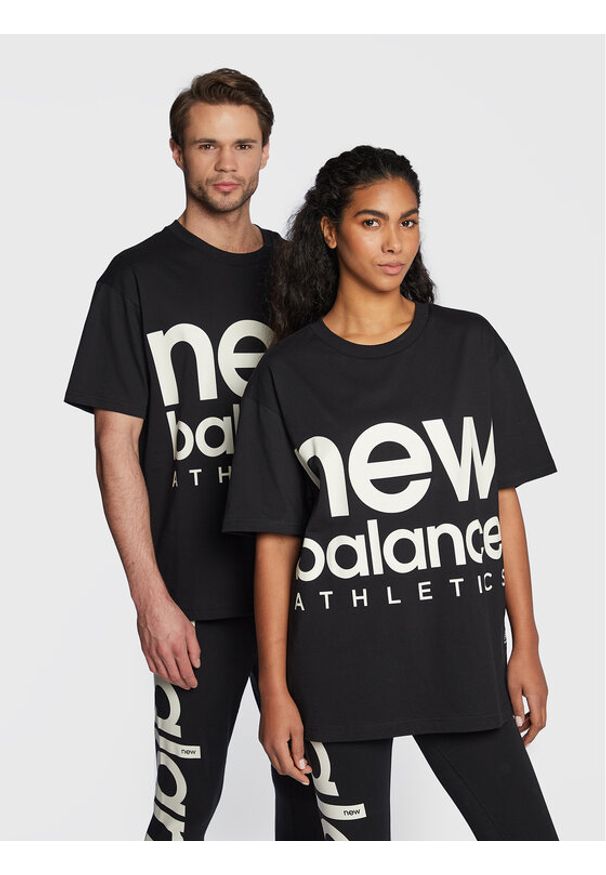 New Balance T-Shirt Unisex Athletics UT23505 Czarny Oversize. Kolor: czarny. Materiał: bawełna