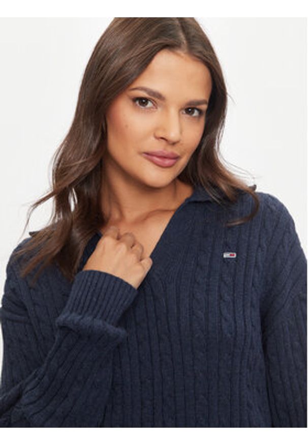 Tommy Jeans Sweter Rugby DW0DW18680 Granatowy Regular Fit. Kolor: niebieski. Materiał: bawełna