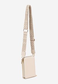 Renee - Beżowa Torebka Etui na Telefon z Plecionką Konevia. Kolor: beżowy. Styl: elegancki, casual