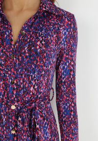 Born2be - Fioletowo-Niebieska Koszulowa Sukienka Maxi z Wiązanym Paskiem Marlana. Kolor: fioletowy. Materiał: materiał. Długość rękawa: długi rękaw. Typ sukienki: koszulowe. Długość: maxi #3